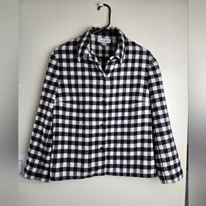EVAN-PICONE Women’s Wool Blend Checkered Jacket Size 14 Cream/Black